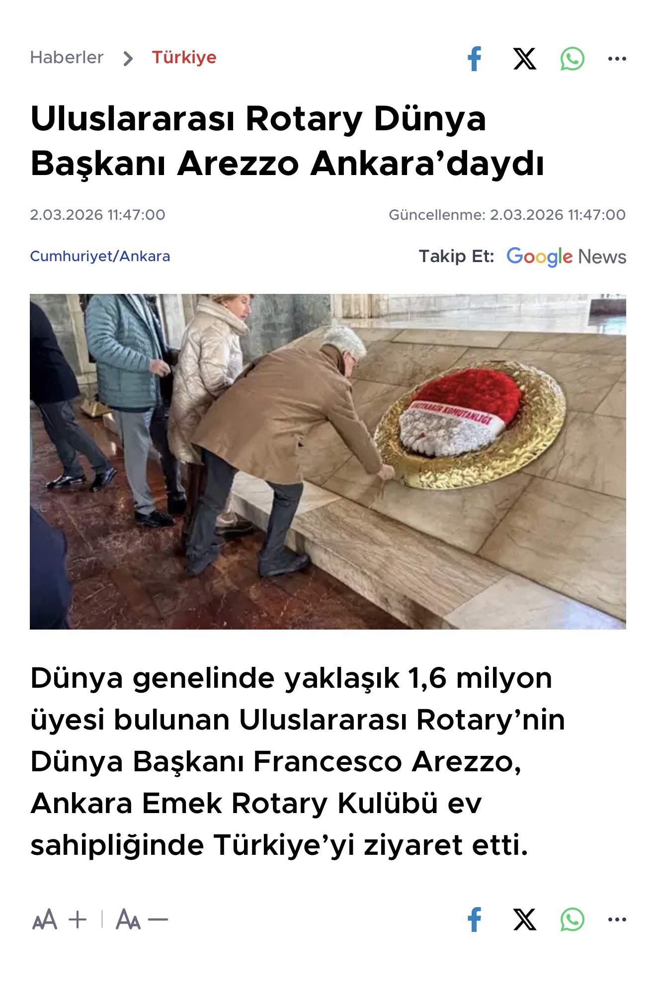 UR BAŞKANI AĞIRLAMA