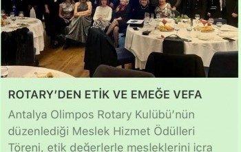 ANTALYA OLİMPOS RK MESLEK HİZMETLERİ ÖDÜLLERİ TÖRENİ'NİN BASINDA YAYINLANMASI