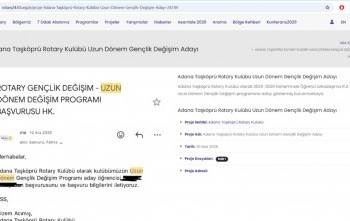 Adana Taşköprü rk Dönem boyunca gerçekleştirilen projelerin Rotary 2430. Bölge web sayfasına düzenli olarak yüklenmesi