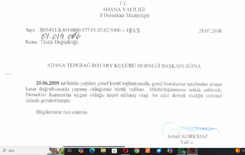 Adana Tepebağ Rotary Kulübü (Kulüp Tüzüğü)