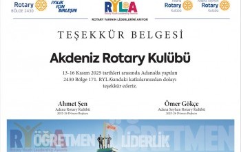 Akdeniz Rotary Kulübü RYLA 'ya Katılım  Projesi