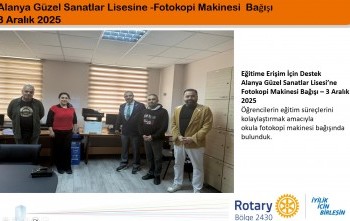 Alanya Güzel Sanatlar Lisesine -Fotokopi Makinesi  Bağışı
