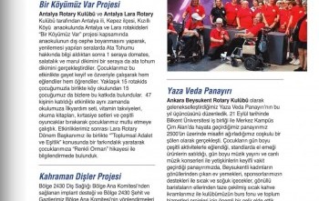 Ankara Beysukent Rotary Kulübü Projeleri Rotary Dergisi'nde