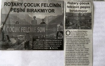 Başkanımız Rtn. Meltem Erbaş'ın Polio ile ilgili mesajı basında yer aldı.