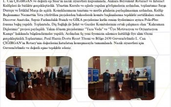 Beysukent Rotary Kulübü Guvernör Ziyareti Bölge 2430 Bülteni'nden