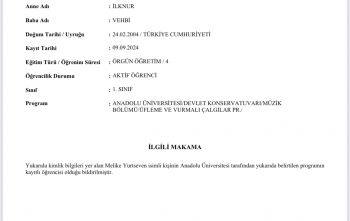 Bir yıl boyunca konservatuar öğrencisine burs verilmesi