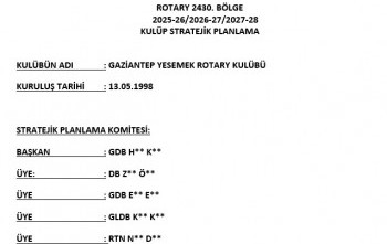 Gaziantep Yesemek Rotary Kulünü Stratejik Planlama