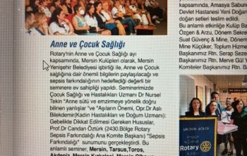ROTARY  DERGİSİ 2025 AĞUSTOS SAYISINDA ANA ÇOCUK SAĞLIĞI VE SEPSİS FARKINDALI PROJESİNİN YAYINLANMASI