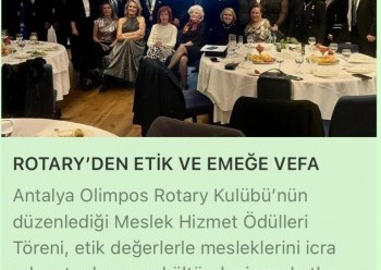 ANTALYA OLİMPOS RK MESLEK HİZMETLERİ ÖDÜLLERİ TÖRENİ'NİN BASINDA YAYINLANMASI