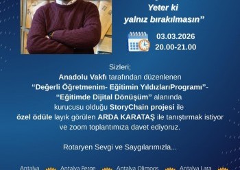 ANTALYA OLİMPOS RK'NÜN TOPLUMSAL VE ADALET KOMİTESİ 'HER ÇOCUĞUN YAZACAK BİR HİKAYESİ VARDIR' ZOOM TOPLANTISI