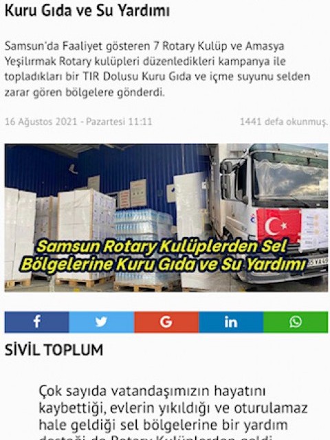 Amasya Yeşilırmak RK. Sel Bölgelerine Kuru Gıda ve Su Yardımı