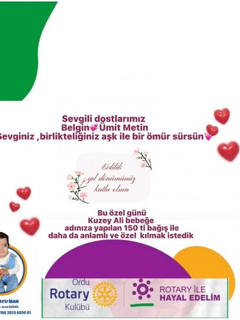 ORDU ROTARY KULÜBÜNÜN FARKINDALIK ADINA BAĞIŞ PROJESİ