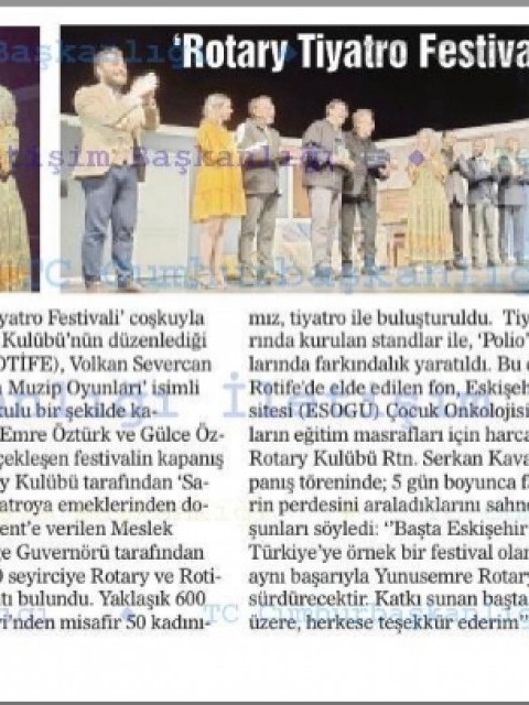 Rotary Tiyatro Festivali Coşkuyla Sona Erdi