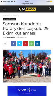 Samsun Karadeniz Rotary'den Coşkulu 29 Ekim Kutlaması