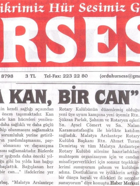 KAN VER HAYAT KURTAR PROJEMİZ BASINDA