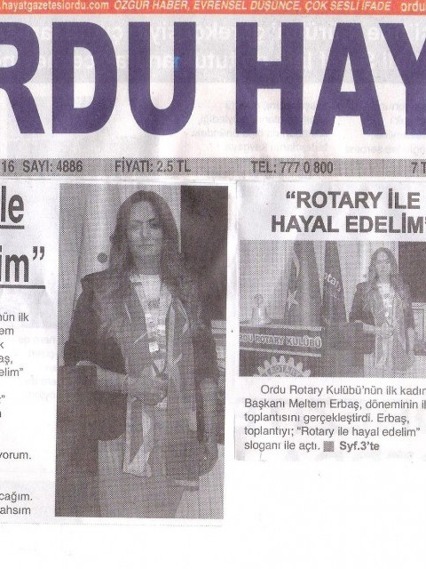 ORDU ROTARY KULÜBÜNÜN BASIN HABERİ