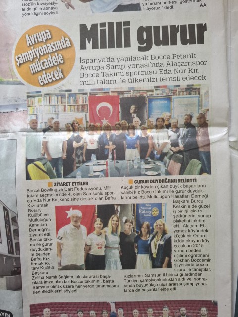 Bafra Kızılırmak Rotary Kulübü Eda Nur KIR' a Avrupa Şampiyonası Yolculuğunda Destek Oldu.