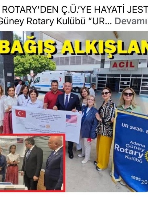 Adana Güney Rotary kulübü “İntraaortik Balon Pompası” cihazını, Çukurova Üniversitesi Tıp Fakültesi Balcalı Hastanesi Kalp Damar Cerrahisi AD yoğun bakım ünitesine teslim ettik.