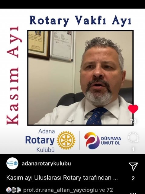 Adana Rotary Kulübü “Rotary Vakfı Ayı” olan Kasım Ayında Rotary Vakfı ve Çocuk Felci ile Mücadele Konusunda Video Paylaştı.
