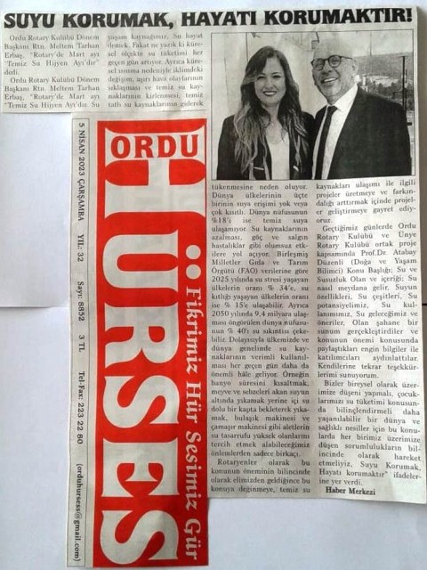 Ordu Rotary Kulübü Başkanı Rtn. Meltem Erbaş'ın