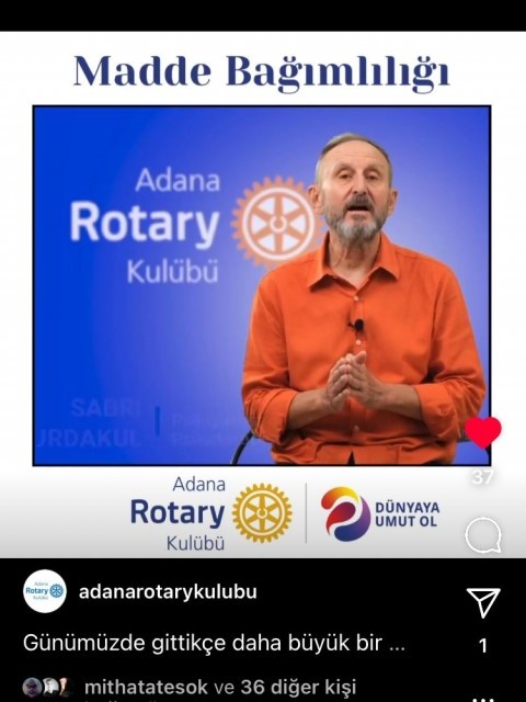 Adana Rotary Kulübü Madde Bağımlılığı Farkındalığı Yaratma ve Önlenmesinde Aile İçi İletişimin Öneminin Vurgulanması Amacıyla Orijinal Yayınladı