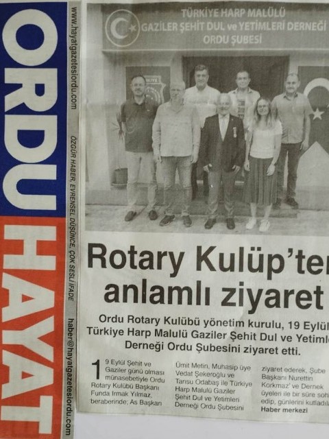 Ordu Rotary Kulübünün bu haftaki basın haberleri...