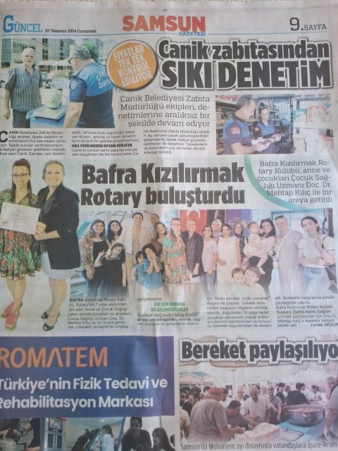 Bafra Kızılırmak Rotary Kulübü "Anne ve Çocuk Sağlığı" Etkinliği