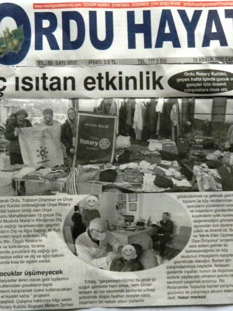 Ordu Rotary Kulübünün 28 Aralık 2022 tarihinde basında yer alan haberleri.