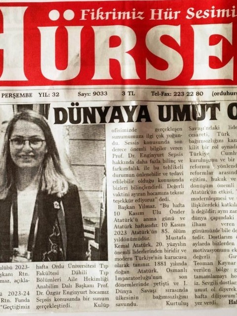 Ordu Rotary Kulübü Başkanı Rtn. Funda Irmak Yılmaz’ın mesajı ‘Dünya’ya Umut ol’ başlığı ile basında yer aldı.