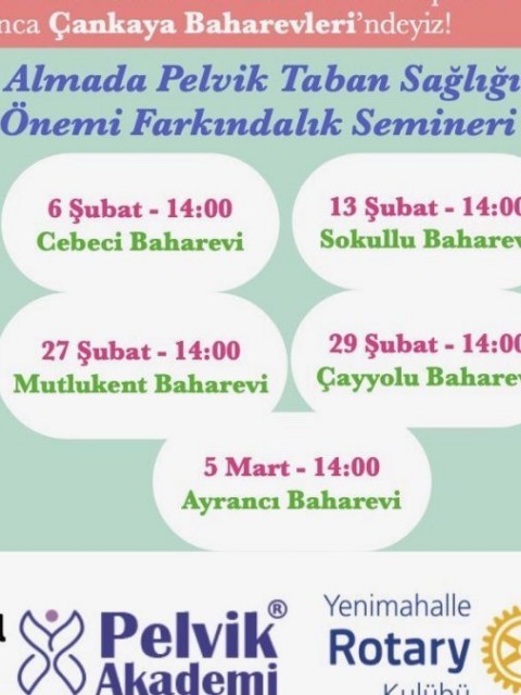 6-13-27-29 Şubat ve 5 Mart Tarihlerinde “Yaş Almada Pelvik Taban Sağlığının Önemi Farkındalığı” Semineri