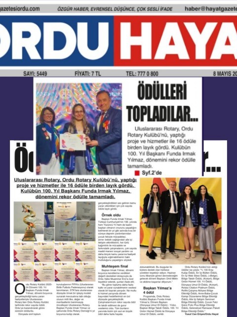 ORDU ROTARY KULÜBÜNÜN YEREL GAZETE HABERLERİ