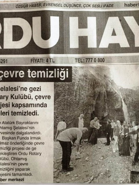 Ordu Rotary Kulübünün Çevre Temizliği ile ilgili Projemiz basında yer aldı.