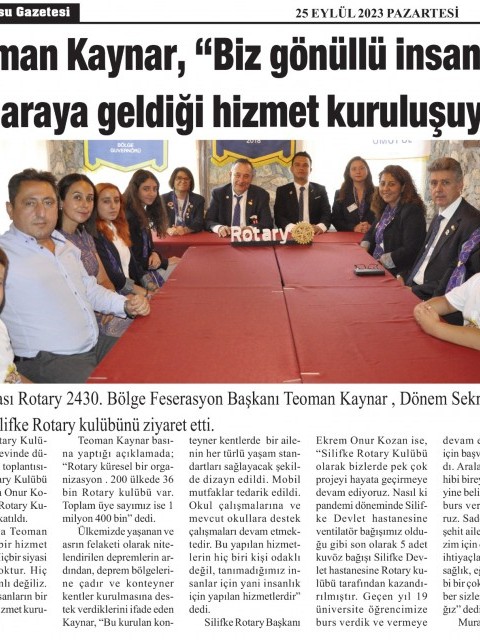 SİLİFKE ROTARY KULÜBÜ GUVERNÖR ZİYARETİ BASIN TOPLANTISI