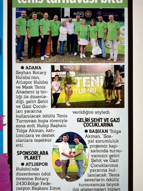 TEnis Turnuvası Kupa Töreni