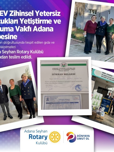 ZİÇEV gıda ve hijyen malzemesi yardımı