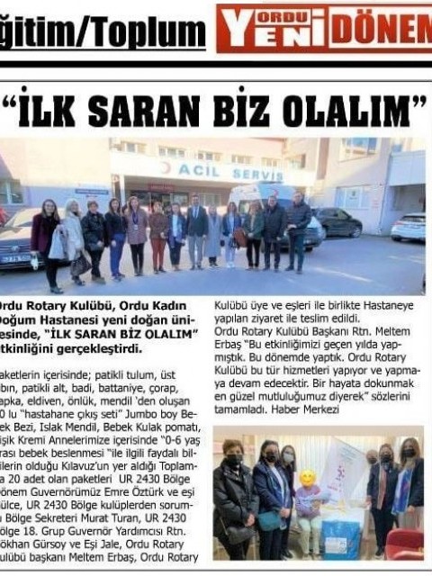 ORDU ROTARY KULÜBÜNÜN İLK SARAN BİZ OLALIM ETKİNLİĞİ BASINDA YER ALDI.