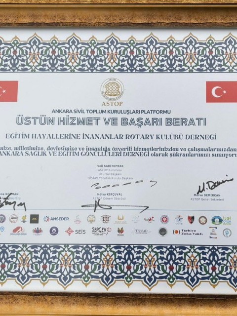 ÜSTÜN HİZMET ve BAŞARI BERATI