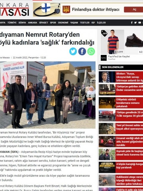 Nemrut Rotary Kulübü Gazete Haberleri