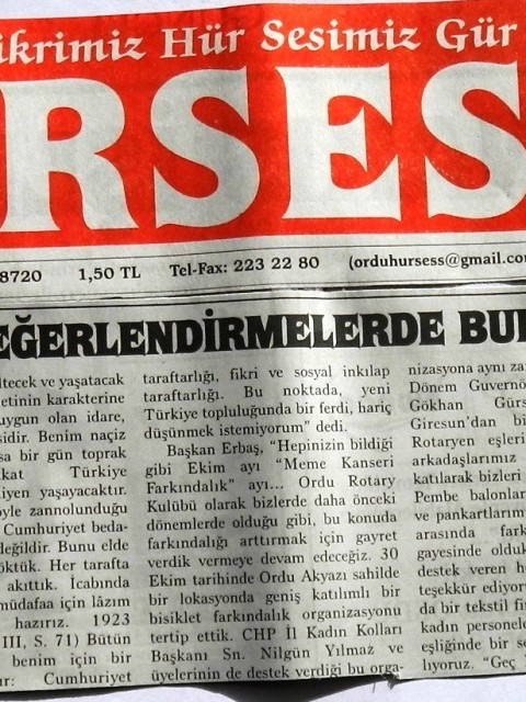 ORDU ROTARY KULÜBÜ BAŞKANININ BU HAFTAKİ MESAJI BASINDA YER ALDI.