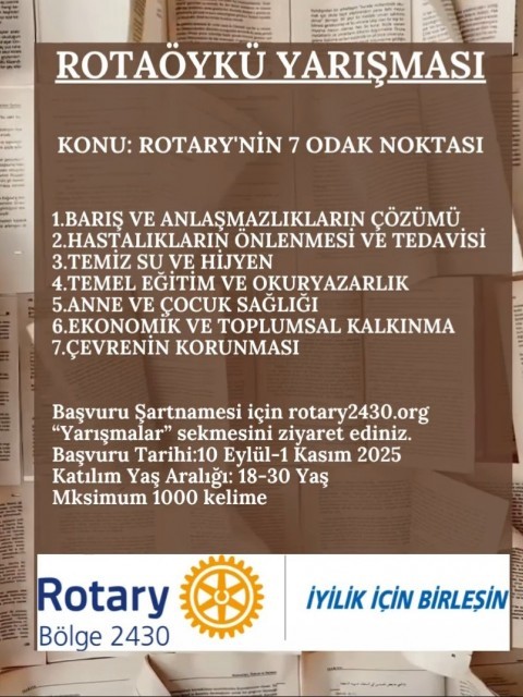 Adana Tepebağ Rotary Olarak ROTAÖYKÜ Yarışması İçin Afiş Hazırladık.