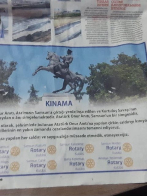 Amasya Yeşilırmak RK. Samsun Atatürk Anıtına saldırıyı kınama