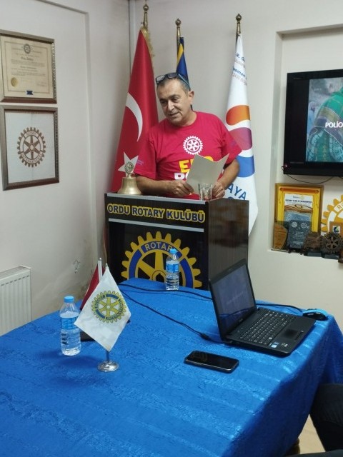 ORDU ROTARY KULÜBÜ TOPLANTISINDA RTN. ÜMİT METİN POLİOPLUS (ÇOCUK FELÇİ) SUNMU YAPTI.