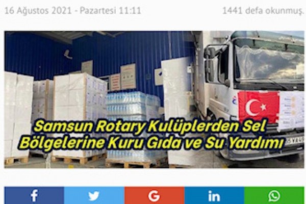 Amasya Yeşilırmak RK. Sel Bölgelerine Kuru Gıda ve Su Yardımı