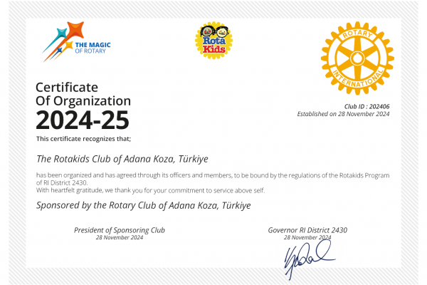 Adana Koza Rotary Kulübü Rotakids