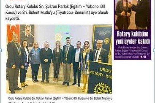 Ordu Rotary Kulübünün Basın Haberleri