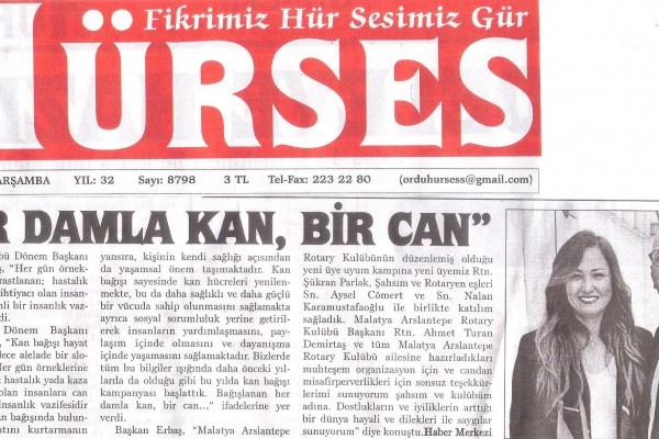 KAN VER HAYAT KURTAR PROJEMİZ BASINDA