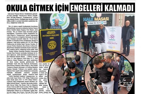 Nemrut Rotary Kulübünün Ekim Ayı Basında Çıkan Haberleri