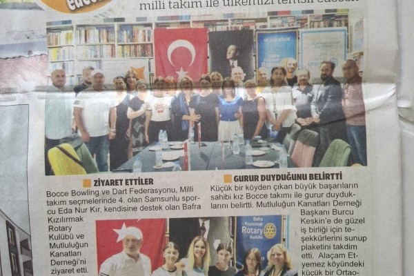 Bafra Kızılırmak Rotary Kulübü Eda Nur KIR' a Avrupa Şampiyonası Yolculuğunda Destek Oldu.
