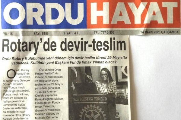 Ordu Rotary Kulübü 24 Mayıs Basın Haberleri