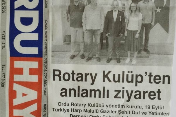 Ordu Rotary Kulübünün bu haftaki basın haberleri...